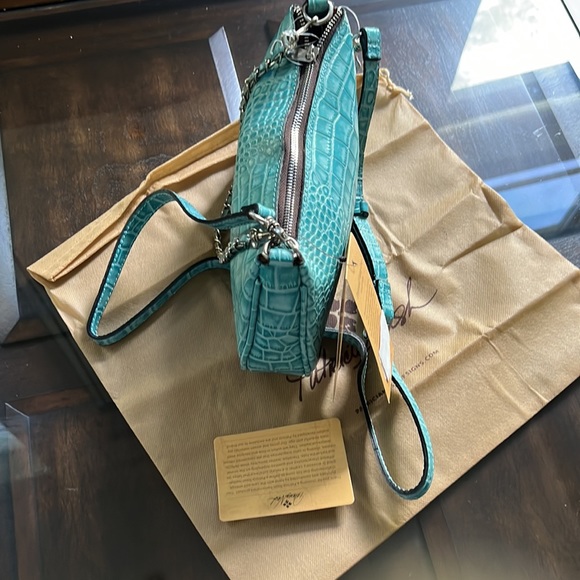 Riley Baguette Crossbody Vintage Distressed Croc Leather - Picture 10 of 12